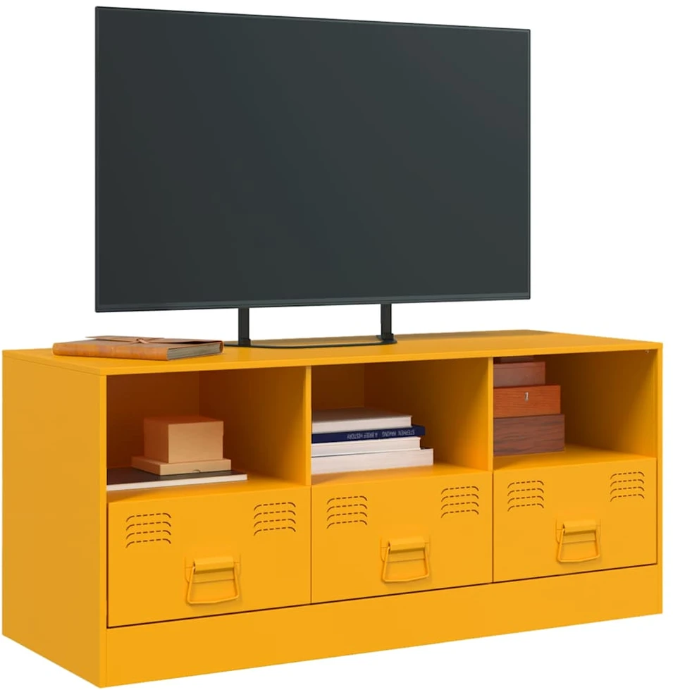 TV staliukas Televizoriaus spintelė, garstyčių geltona, 99x39x44cm, plienas