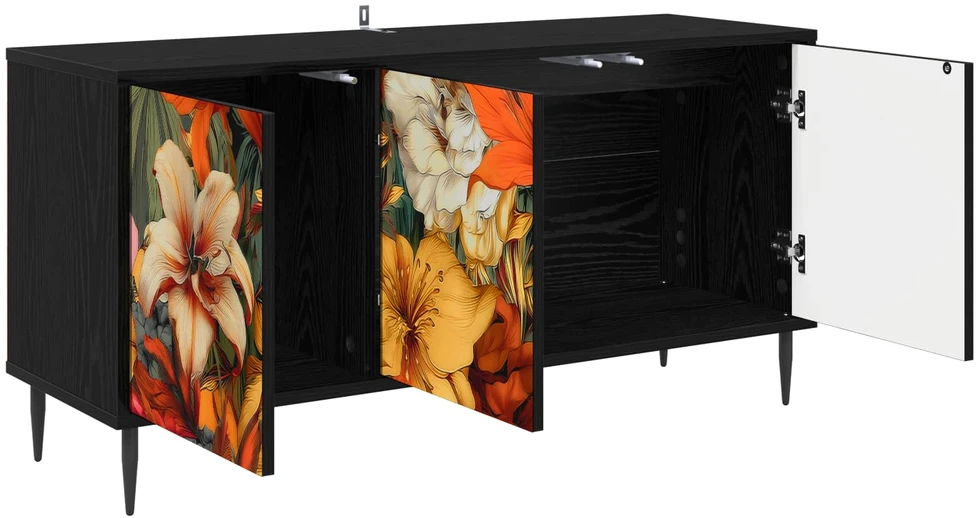 TV staliukas Televizoriaus spintelė GENNEP 102 x 33 x 51 cm Juodojo ąžuolo