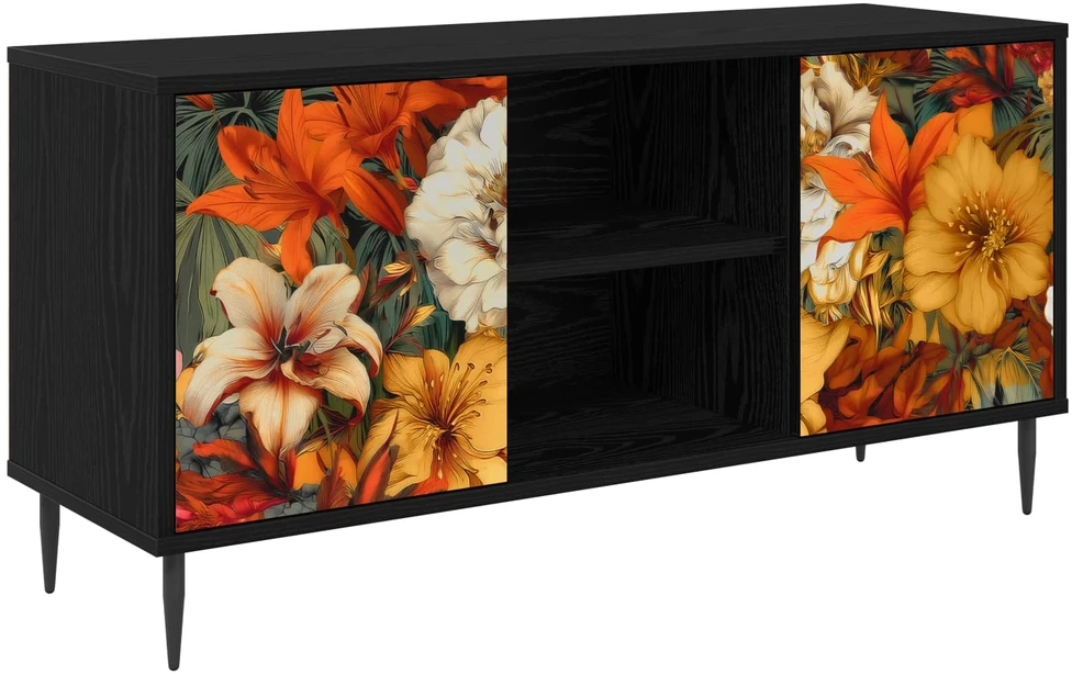 TV staliukas Televizoriaus spintelė GENNEP 102 x 33 x 51 cm Juodojo ąžuolo