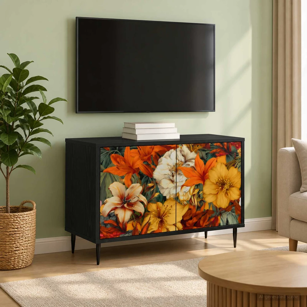 TV staliukas Televizoriaus spintelė GENNEP 69 x 33 x 50,5 cm Juodojo ąžuolo