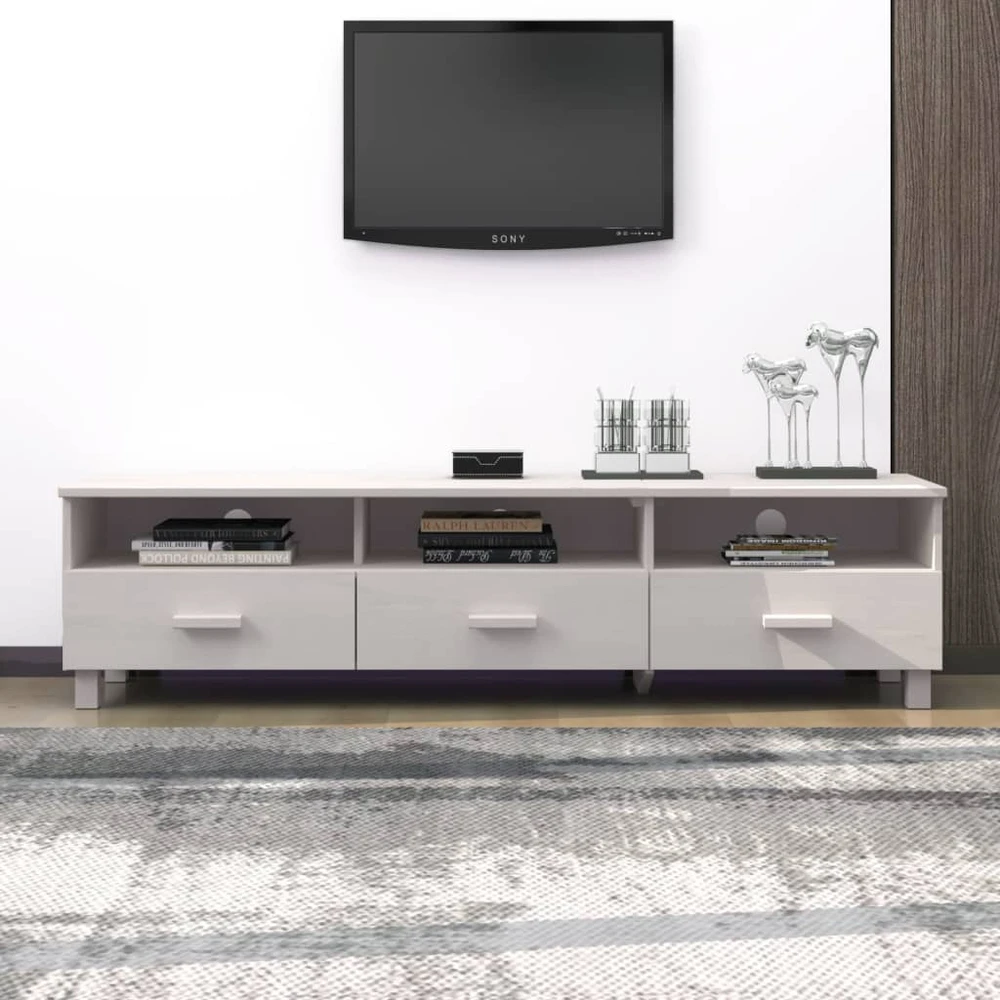 TV staliukas Televizoriaus spintelė HAMAR, balta, 158x40x40cm, pušis