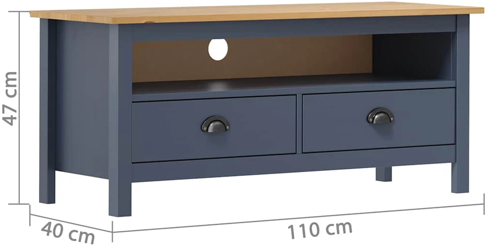 TV staliukas Televizoriaus spintelė Hill, pilka, 110x40x47cm, pušies masyvas