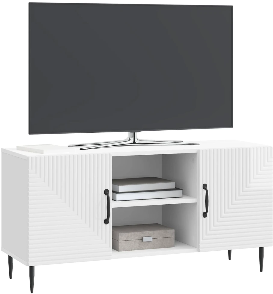 TV staliukas Televizoriaus spintelė Itin blizgi balta 102 x 34,5 x 50 cm