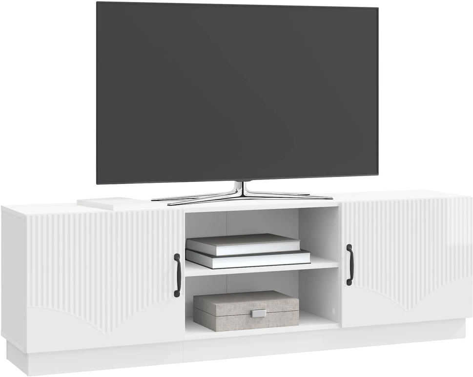 TV staliukas Televizoriaus spintelė Itin blizgi balta 150 x 31 x 47 cm