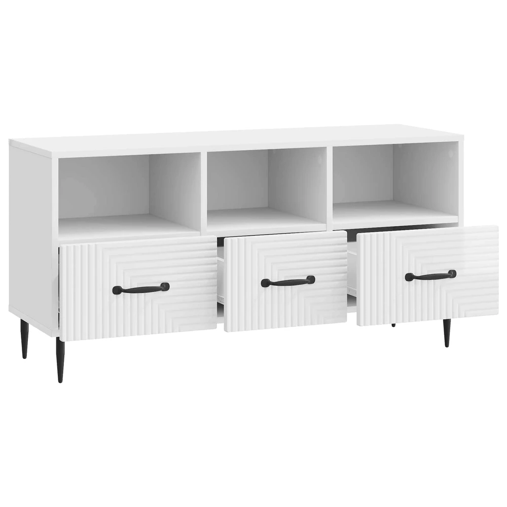 TV staliukas Televizoriaus spintelė Itin blizgi balta 102 x 34,5 x 50 cm