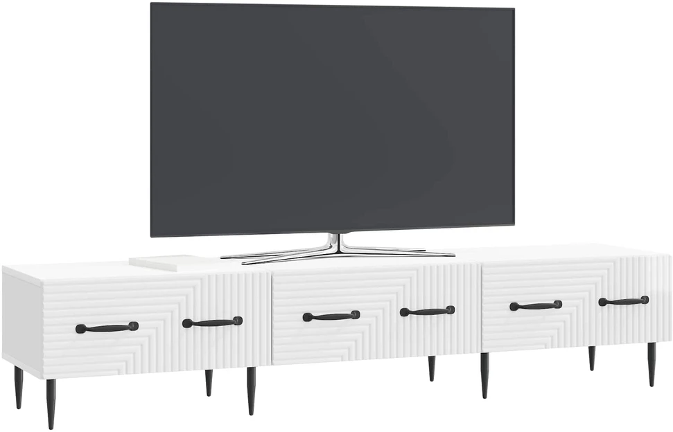 TV staliukas Televizoriaus spintelė Itin blizgi balta 147 x 34,5 x 30 cm