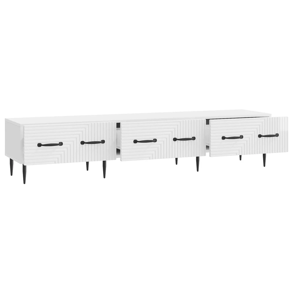 TV staliukas Televizoriaus spintelė Itin blizgi balta 147 x 34,5 x 30 cm