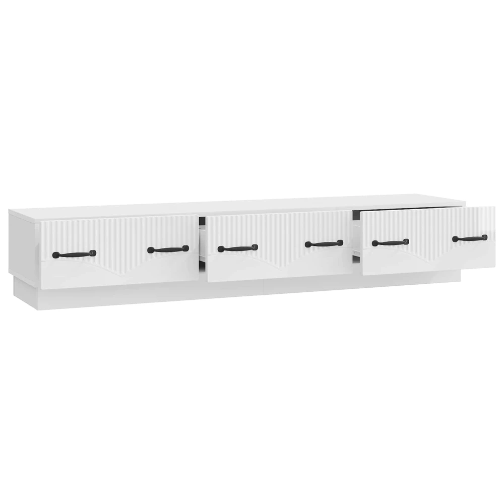 TV staliukas Televizoriaus spintelė Itin blizgi balta 147 x 34,5 x 27 cm