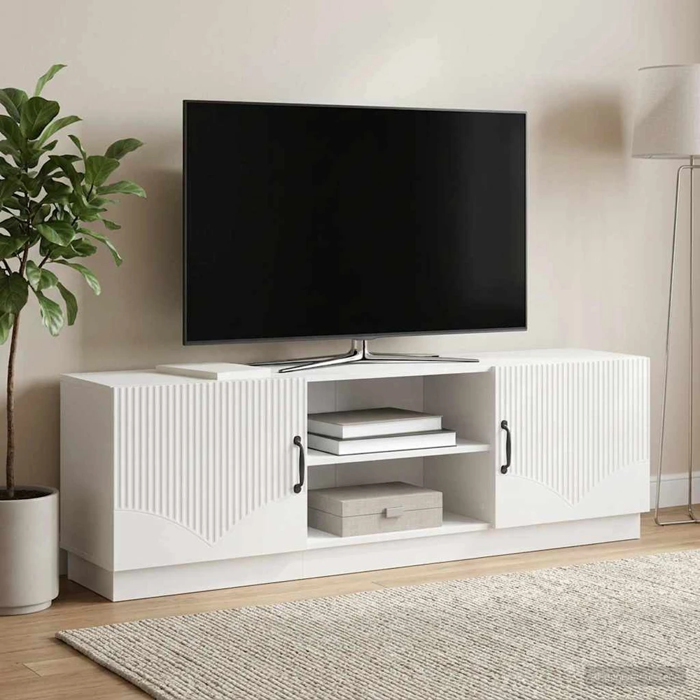 TV staliukas Televizoriaus spintelė Itin blizgi balta 150 x 31 x 47 cm