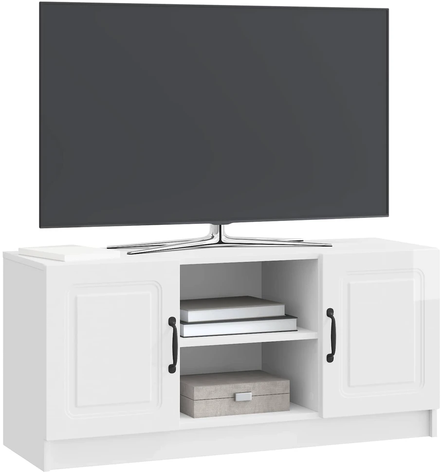 TV staliukas Televizoriaus spintelė Itin blizgi balta 102 x 34,5 x 47 cm