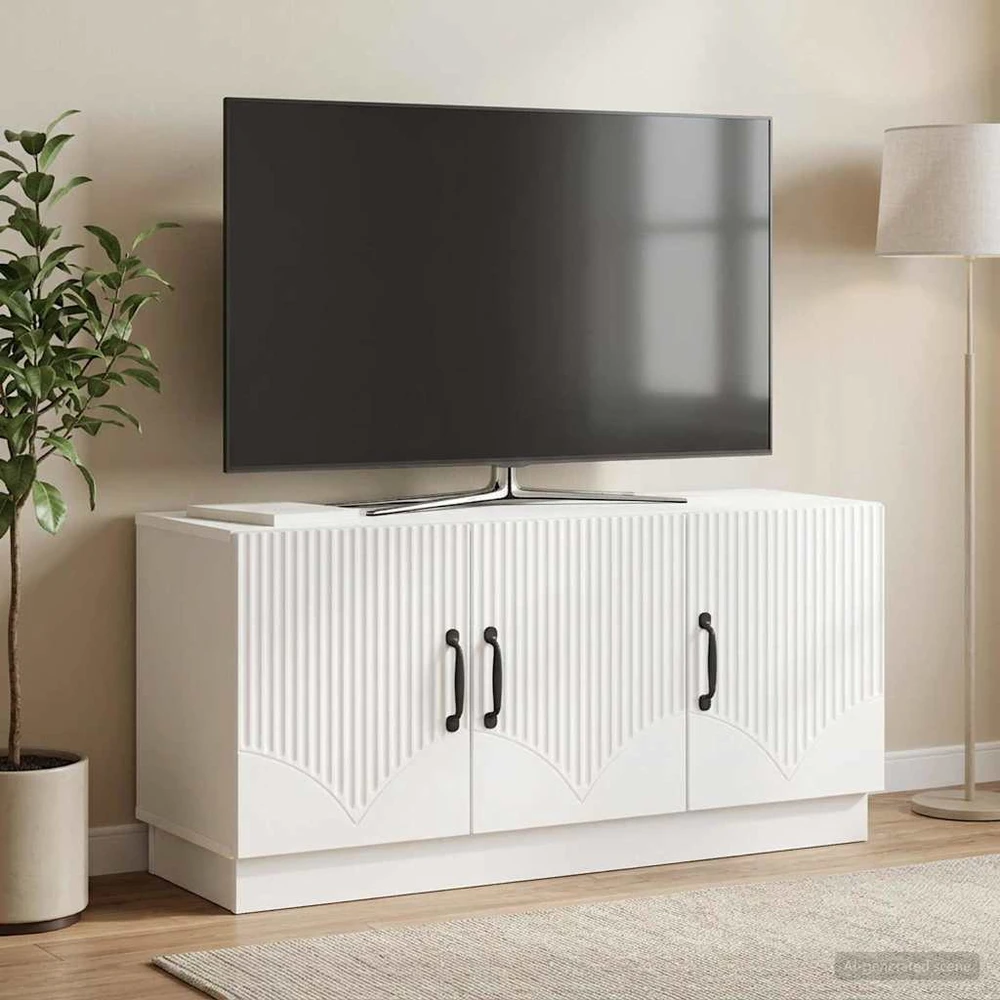 TV staliukas Televizoriaus spintelė Itin blizgi balta 99 x 34,5 x 47 cm