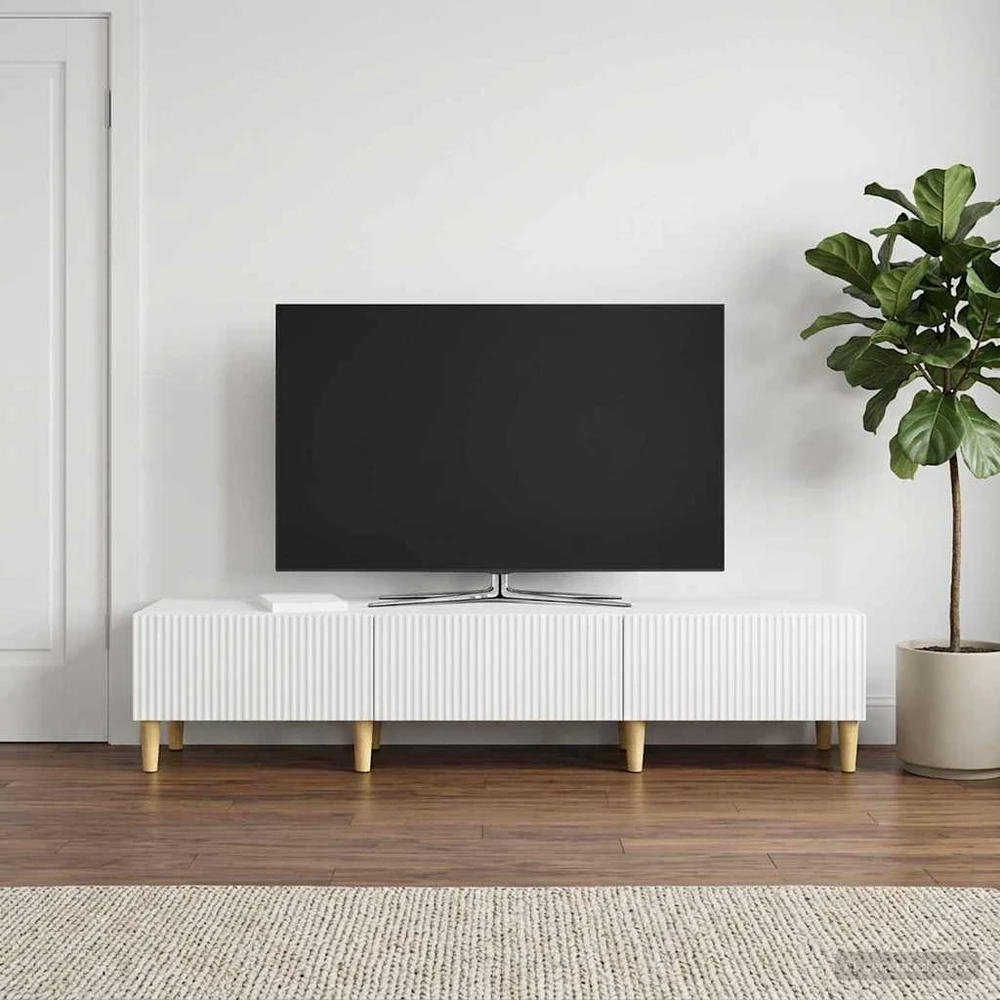 TV staliukas Televizoriaus spintelė Itin blizgi balta 147 x 34,5 x 30 cm
