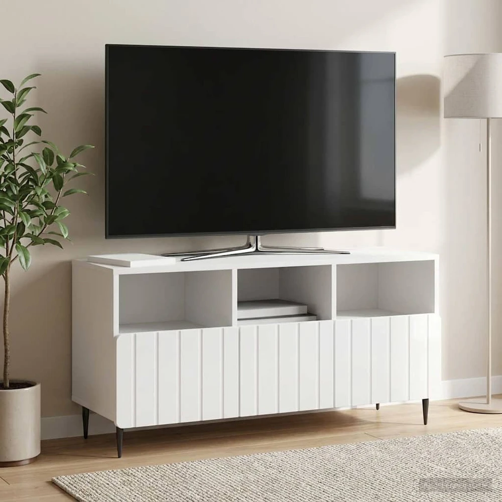 TV staliukas Televizoriaus spintelė Itin blizgi balta 102 x 34,5 x 50 cm