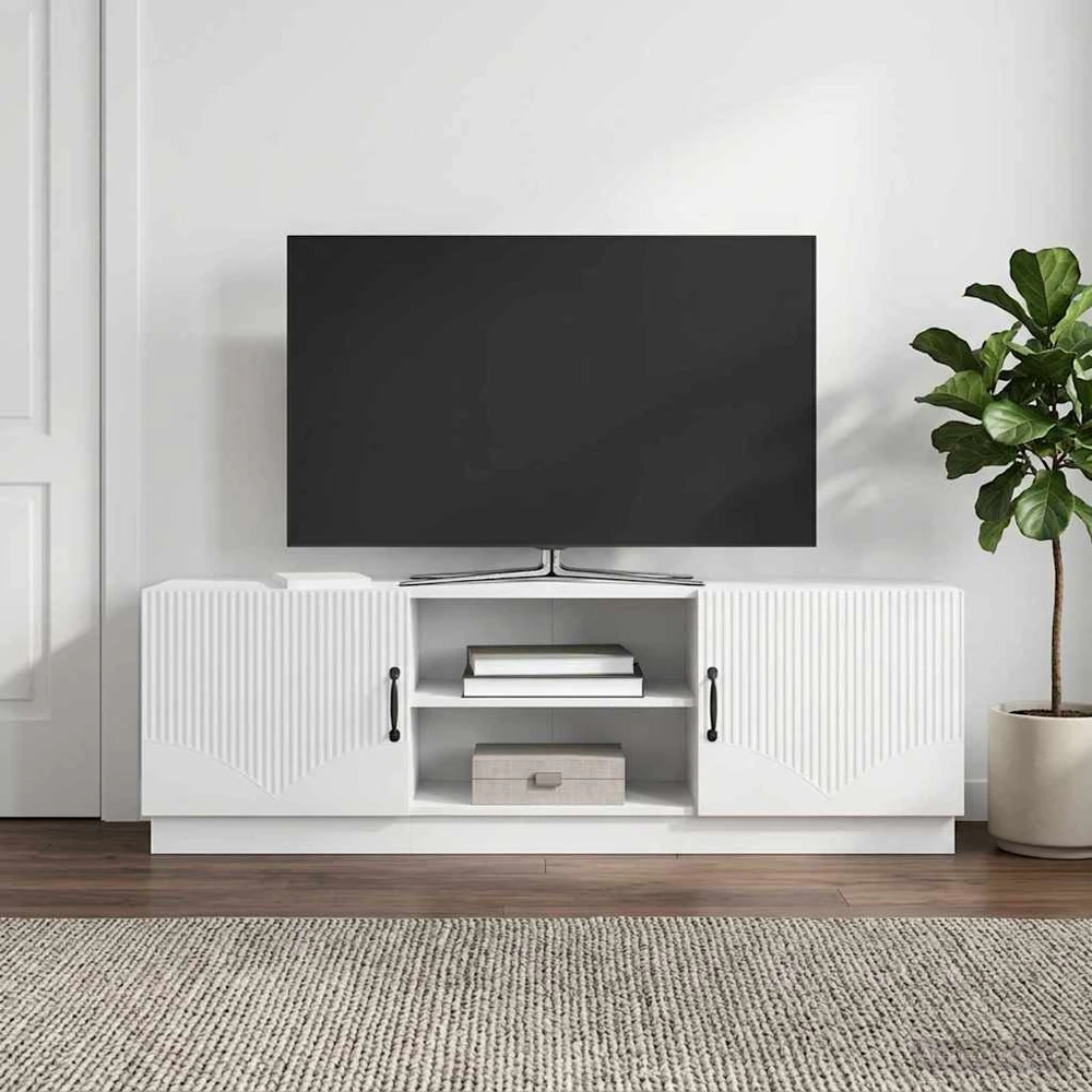 TV staliukas Televizoriaus spintelė Itin blizgi balta 150 x 31 x 47 cm