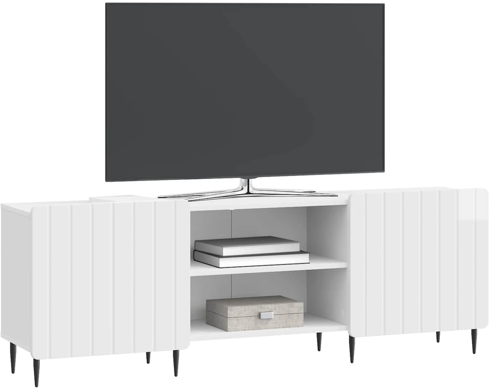 TV staliukas Televizoriaus spintelė Itin blizgi balta 150 x 31 x 52 cm
