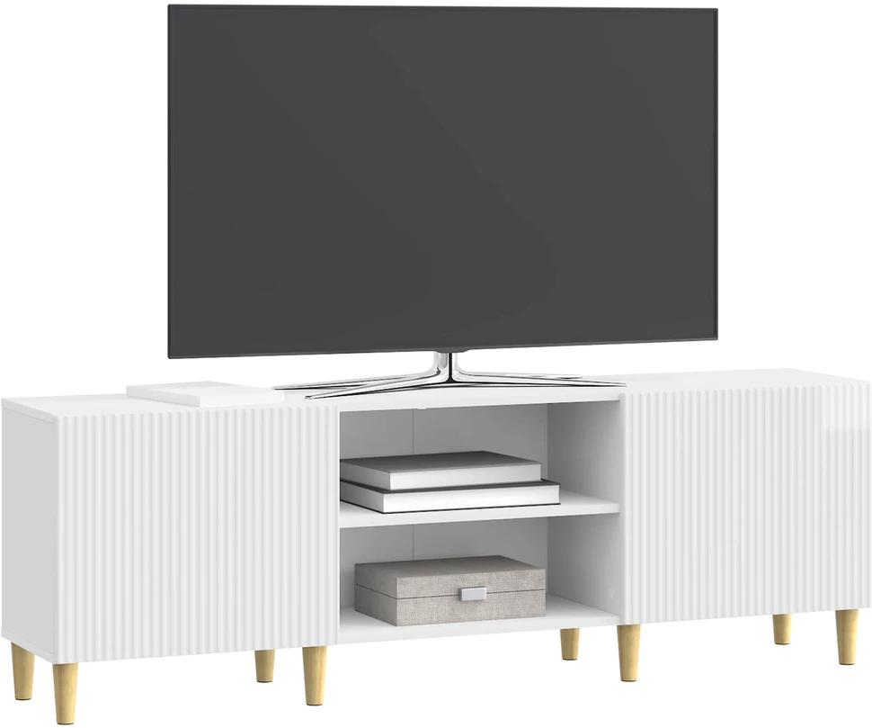 TV staliukas Televizoriaus spintelė Itin blizgi balta 150 x 31 x 50 cm