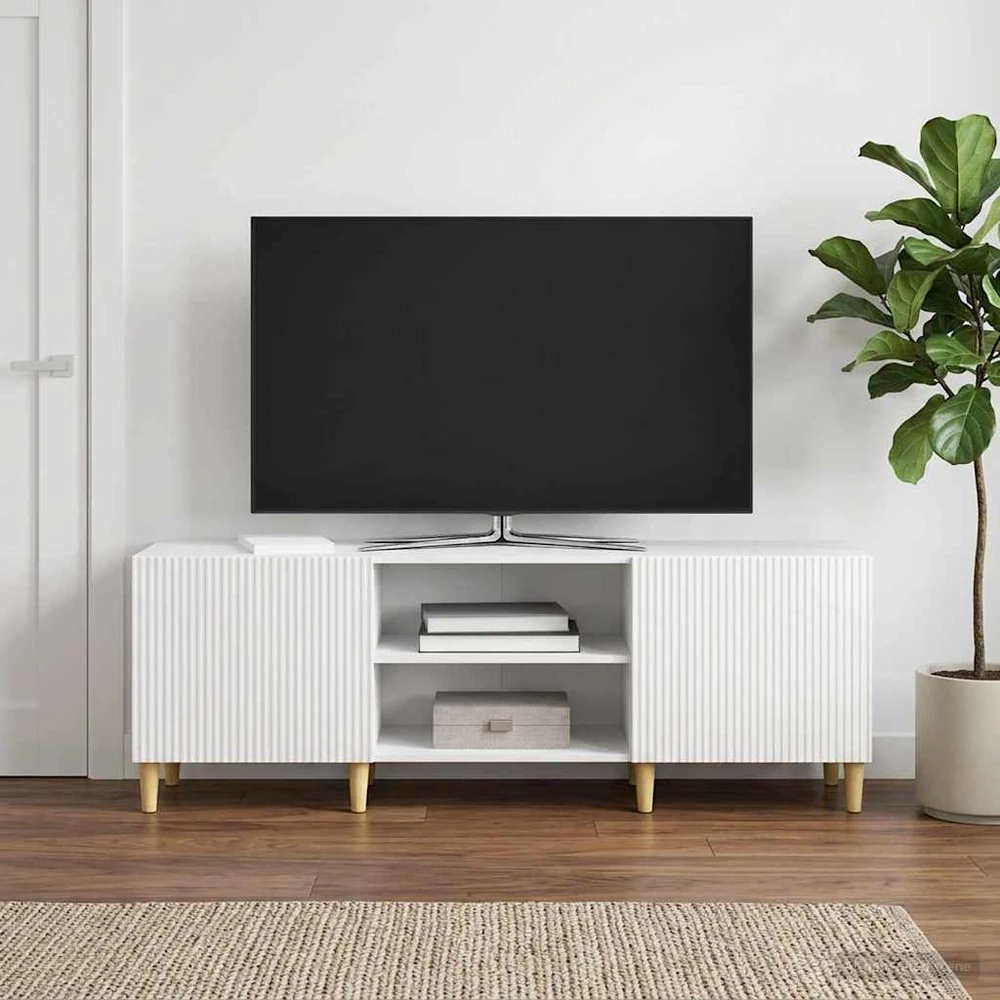 TV staliukas Televizoriaus spintelė Itin blizgi balta 150 x 31 x 50 cm