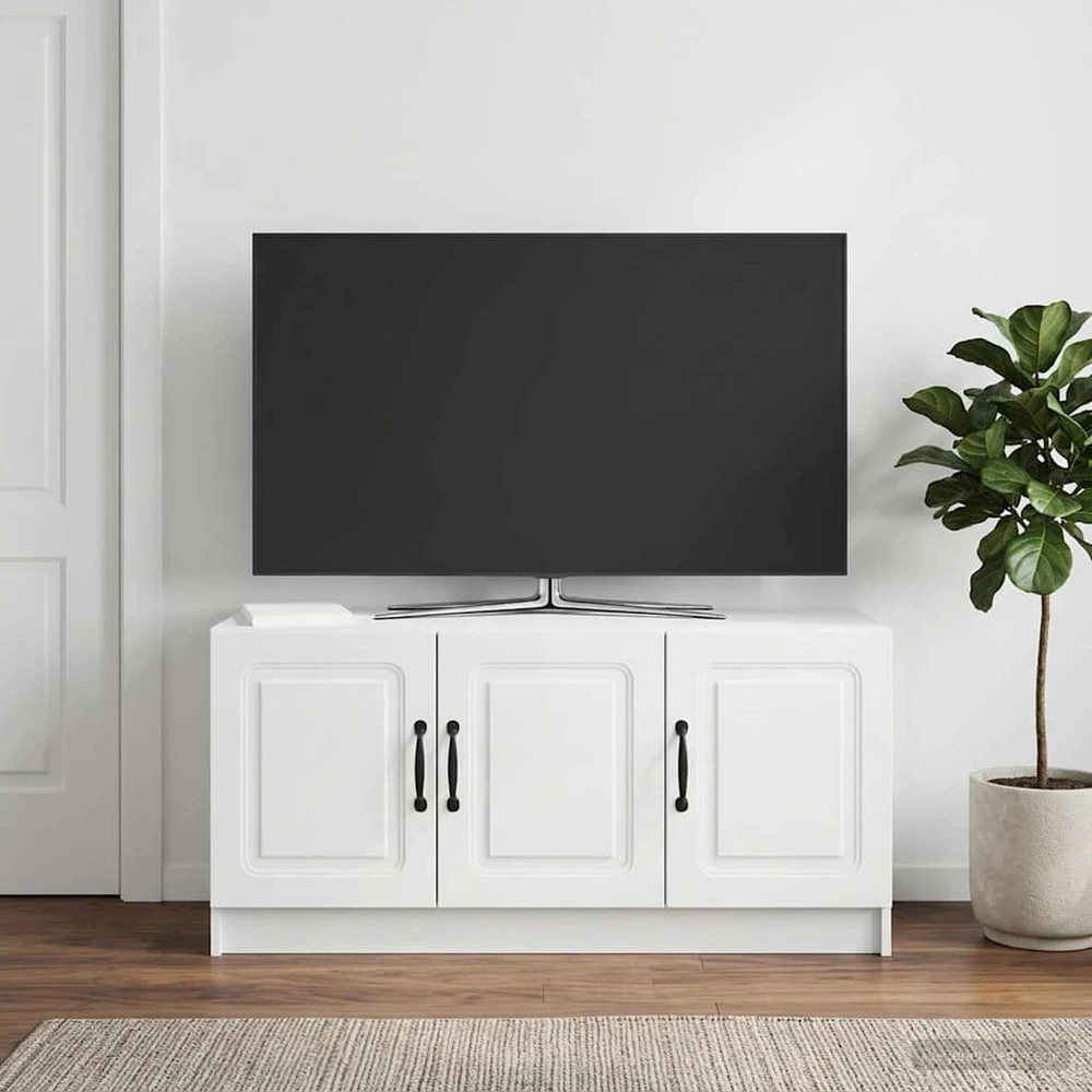 TV staliukas Televizoriaus spintelė Itin blizgi balta 99 x 34,5 x 47 cm