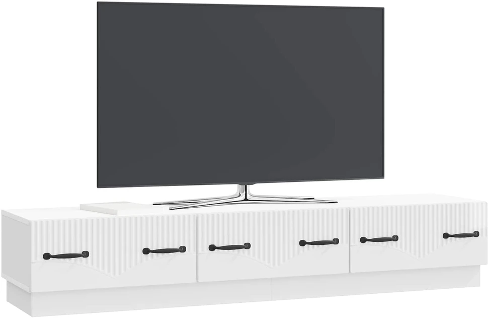 TV staliukas Televizoriaus spintelė Itin blizgi balta 147 x 34,5 x 27 cm