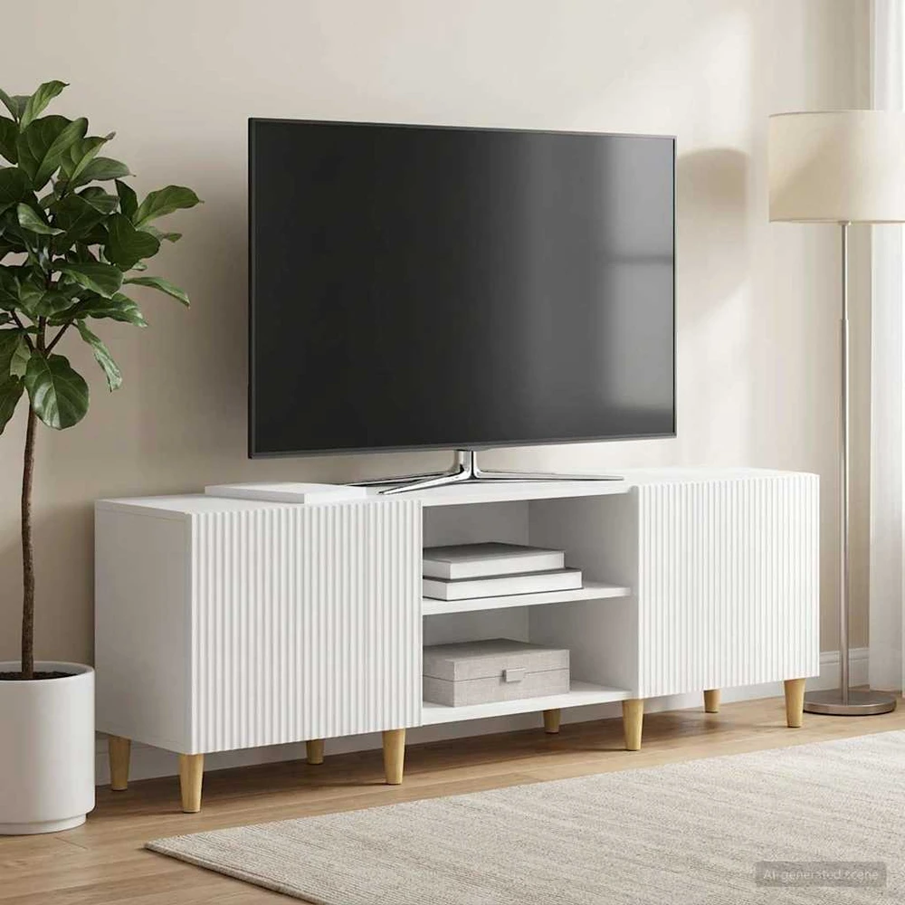 TV staliukas Televizoriaus spintelė Itin blizgi balta 150 x 31 x 50 cm