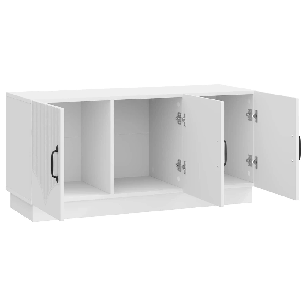 TV staliukas Televizoriaus spintelė Itin blizgi balta 99 x 34,5 x 47 cm