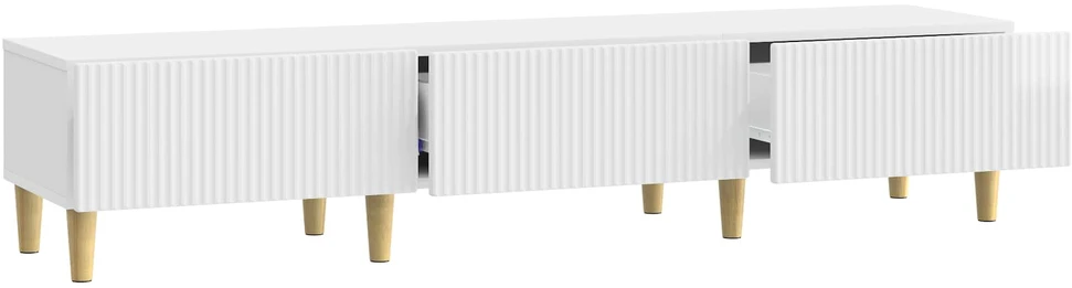 TV staliukas Televizoriaus spintelė Itin blizgi balta 147 x 34,5 x 30 cm
