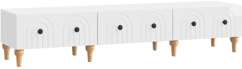 TV staliukas Televizoriaus spintelė Itin blizgi balta 147 x 34,5 x 30 cm