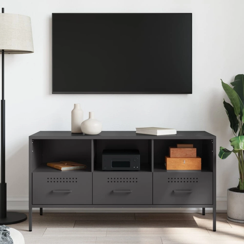 TV staliukas Televizoriaus spintelė, juoda, 100,5x39x50,5cm, plienas