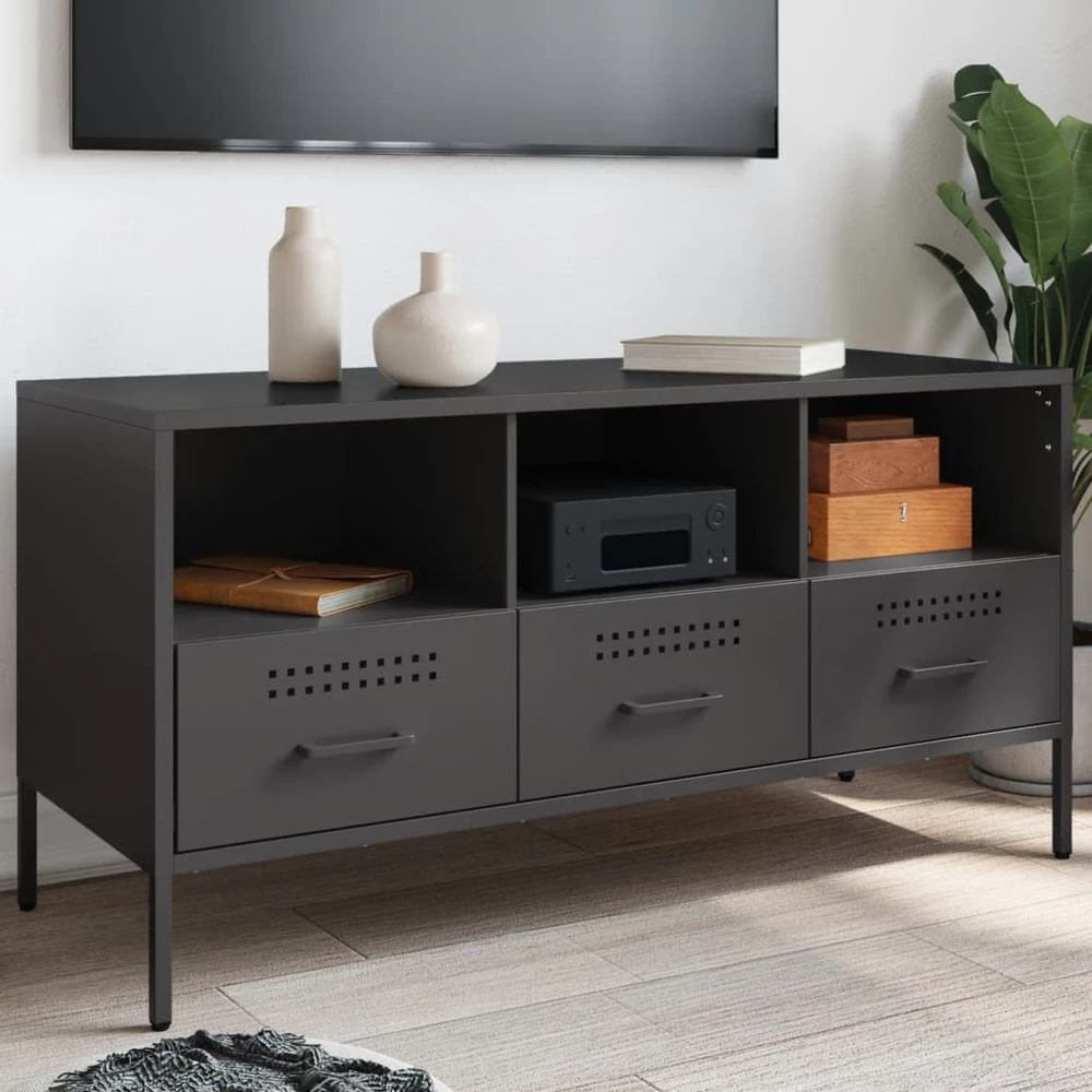 TV staliukas Televizoriaus spintelė, juoda, 100,5x39x50,5cm, plienas