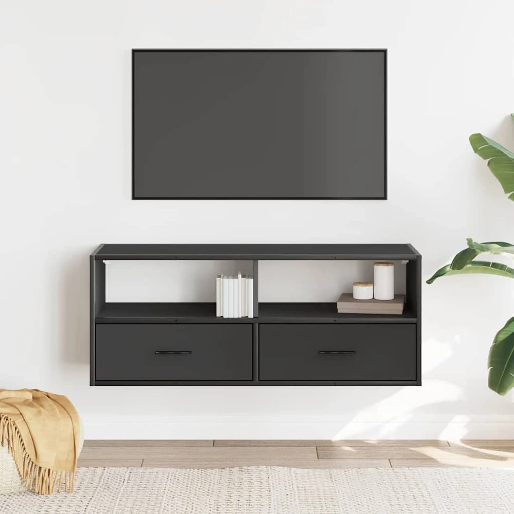 TV staliukas Televizoriaus spintelė, juoda, 100x31x39,5cm, mediena/metalas
