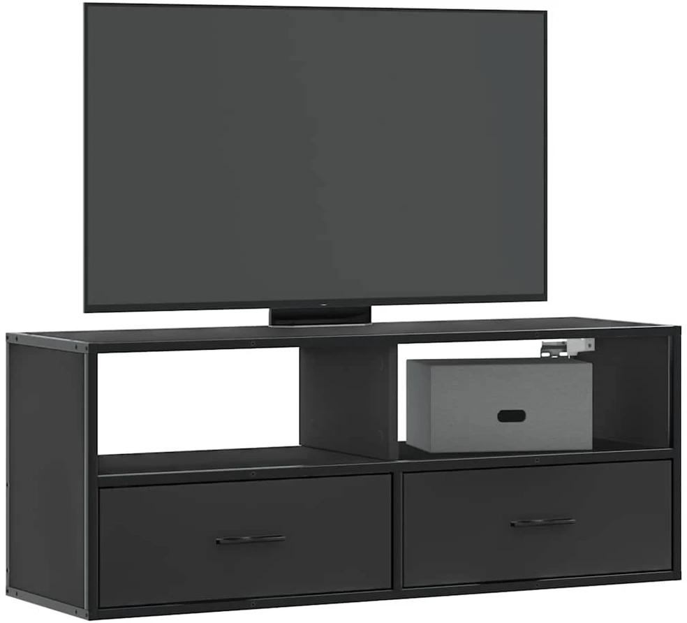 TV staliukas Televizoriaus spintelė, juoda, 100x31x39,5cm, mediena/metalas