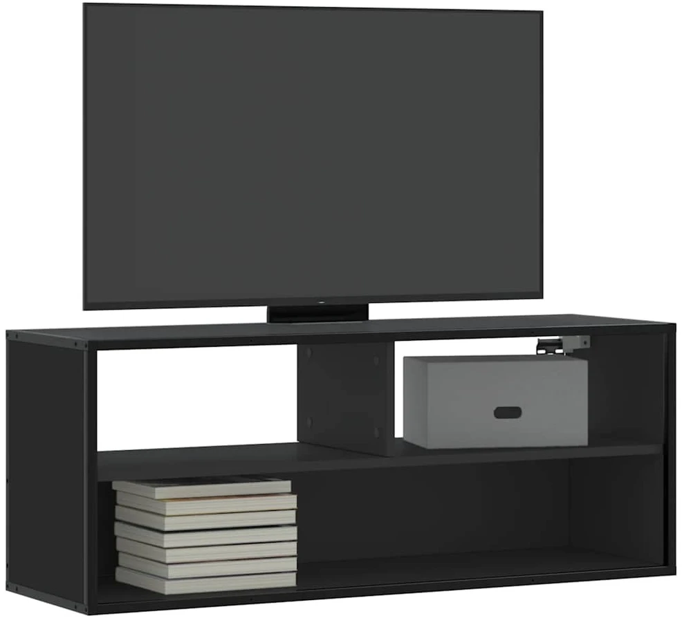 TV staliukas Televizoriaus spintelė, juoda, 100x31x39,5cm, mediena/metalas