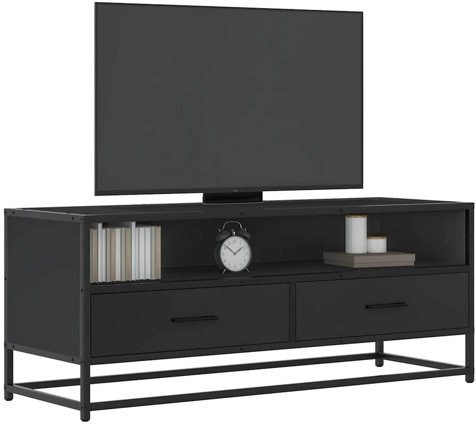 TV staliukas Televizoriaus spintelė, juoda, 100x34,5x40cm, mediena/metalas