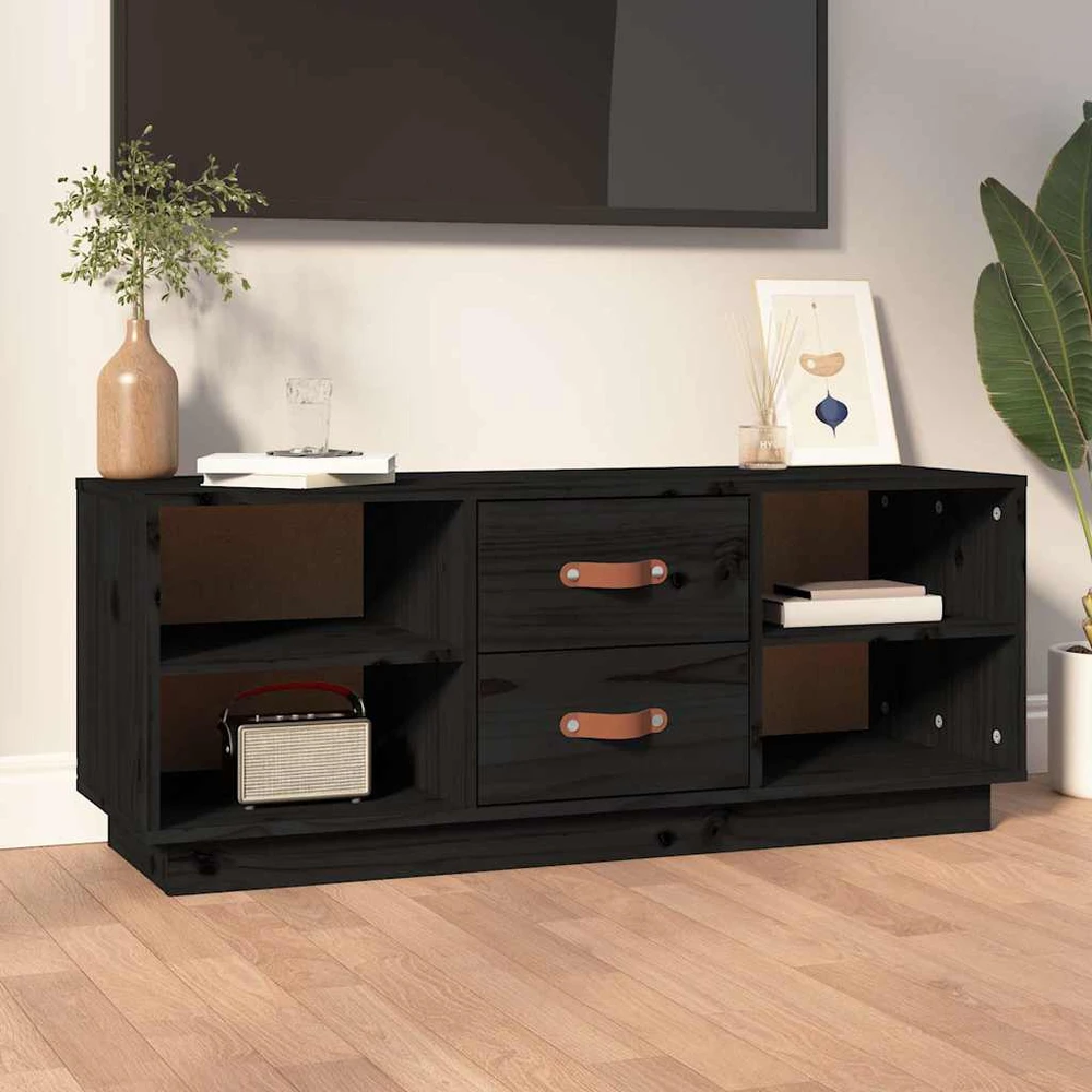 TV staliukas Televizoriaus spintelė, juoda, 100x34x40cm, pušies masyvas