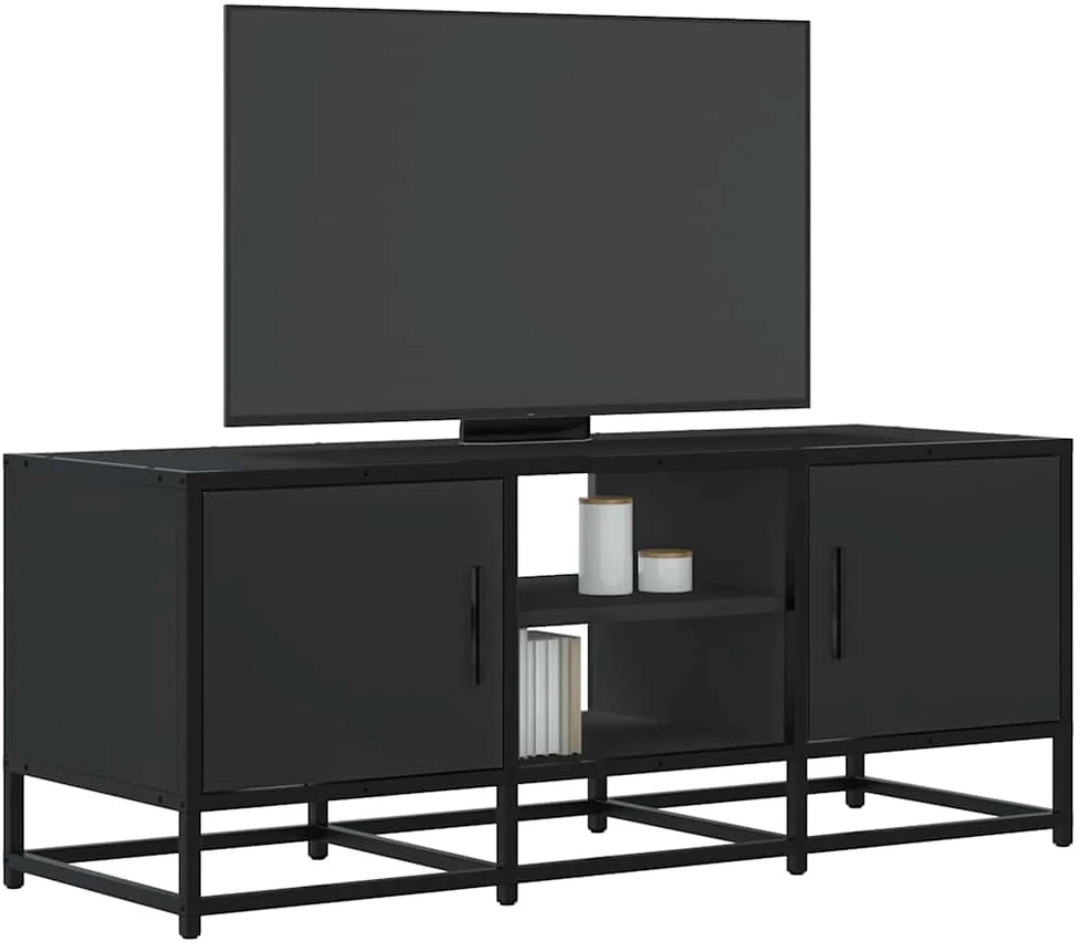 TV staliukas Televizoriaus spintelė, juoda, 100x35x41cm, mediena ir metalas