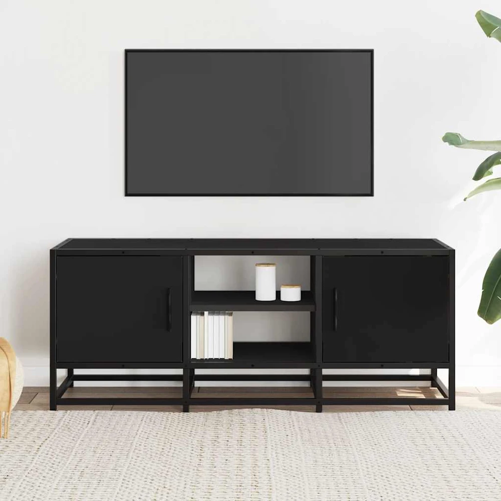 TV staliukas Televizoriaus spintelė, juoda, 100x35x41cm, mediena ir metalas