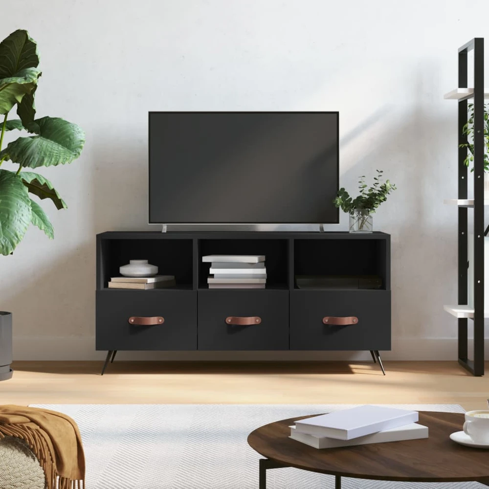 TV staliukas Televizoriaus spintelė, juoda, 102x36x50cm, apdirbta mediena