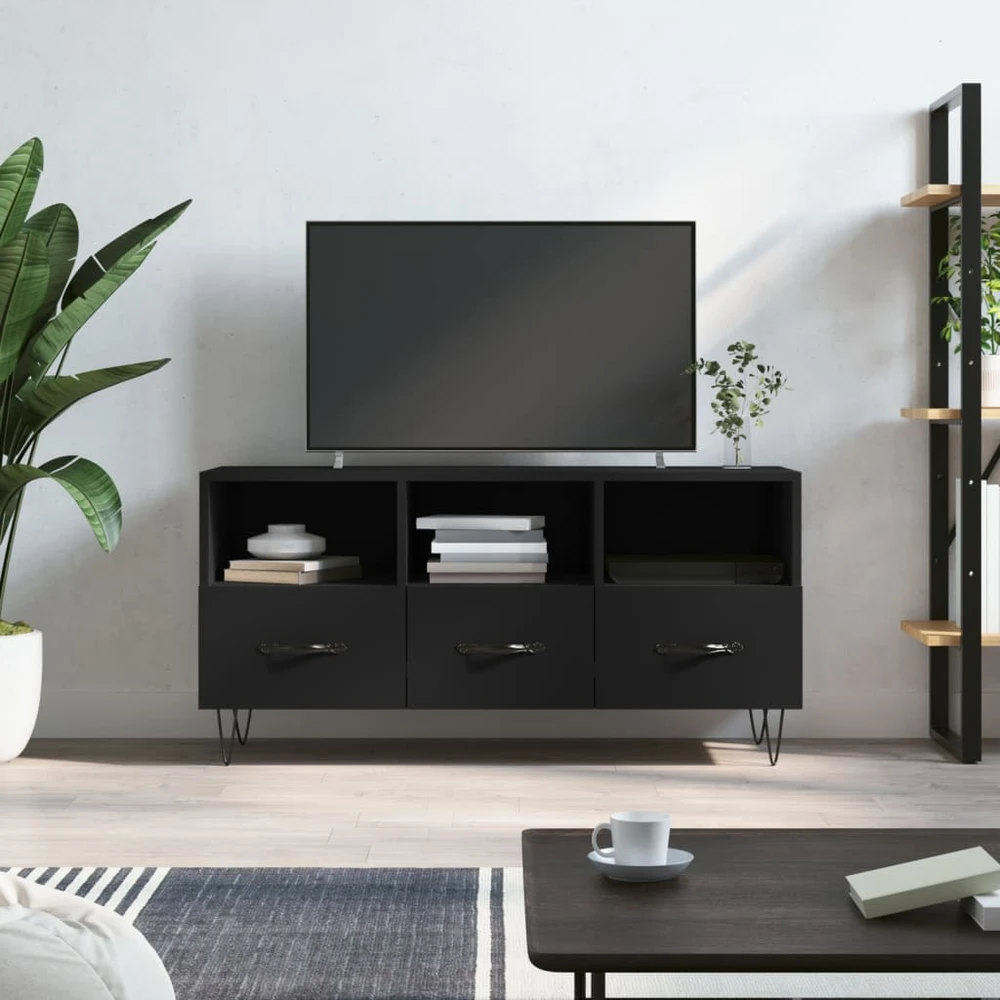 TV staliukas Televizoriaus spintelė, juoda, 102x36x50cm, apdirbta mediena