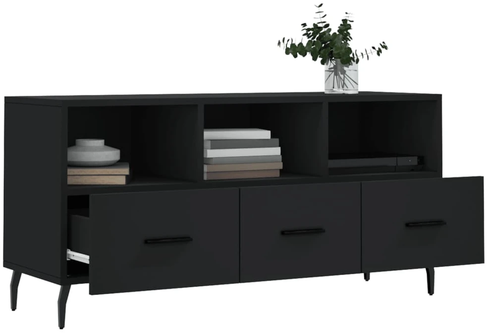 TV staliukas Televizoriaus spintelė, juoda, 102x36x50cm, apdirbta mediena