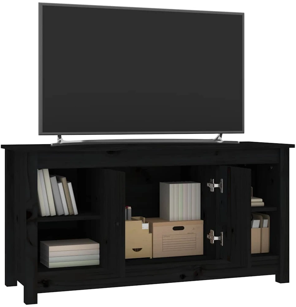 TV staliukas Televizoriaus spintelė, juoda, 103x36,5x52cm, pušies masyvas