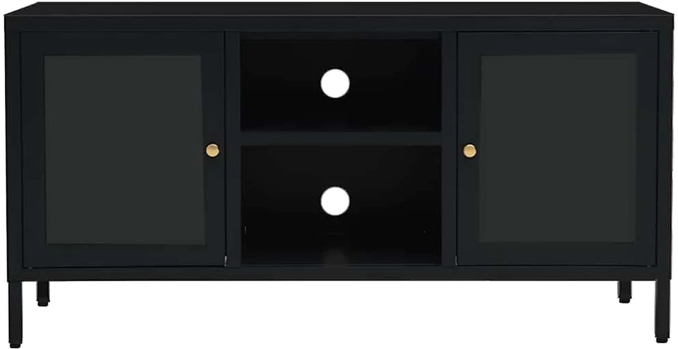 TV staliukas Televizoriaus spintelė, juoda, 105x35x52cm, plienas ir stiklas