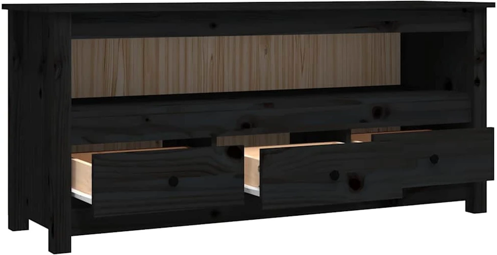 TV staliukas Televizoriaus spintelė, juoda, 114x35x52cm, pušies masyvas