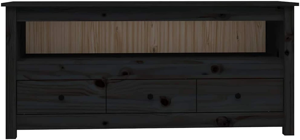 TV staliukas Televizoriaus spintelė, juoda, 114x35x52cm, pušies masyvas