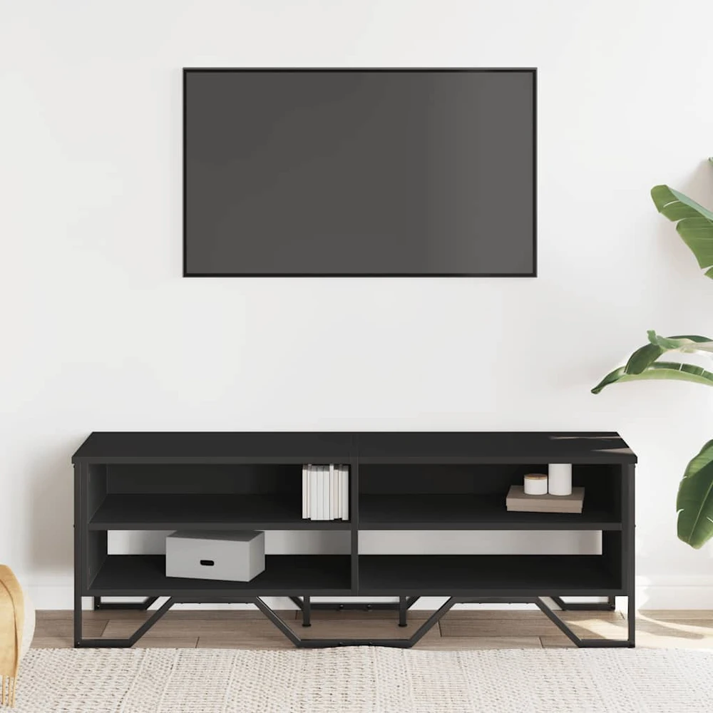 TV staliukas Televizoriaus spintelė, juoda, 122x34x41cm, apdirbta mediena