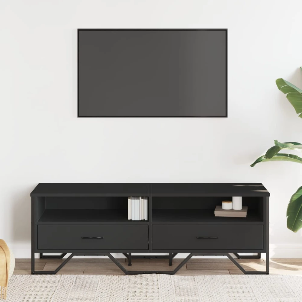 TV staliukas Televizoriaus spintelė, juoda, 122x34x41cm, apdirbta mediena
