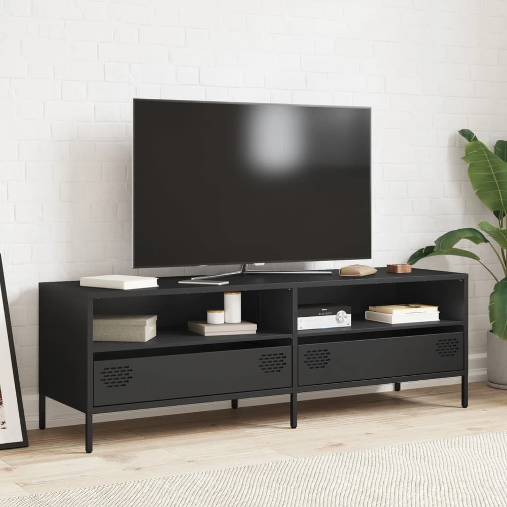 TV staliukas Televizoriaus spintelė, juoda, 135x39x43,5cm, plienas