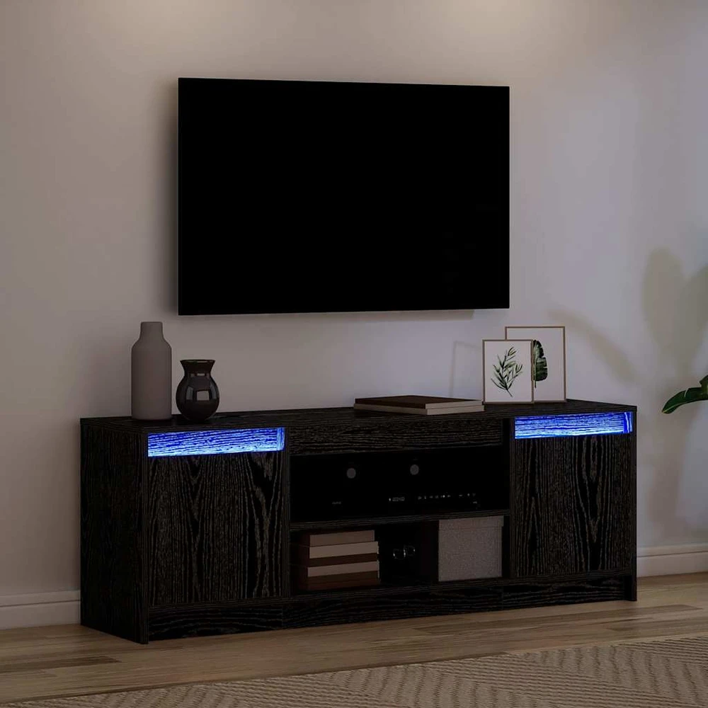 TV staliukas TV vienetai 139,5 x 34 x 50 cm Juoda Apdirbta mediena