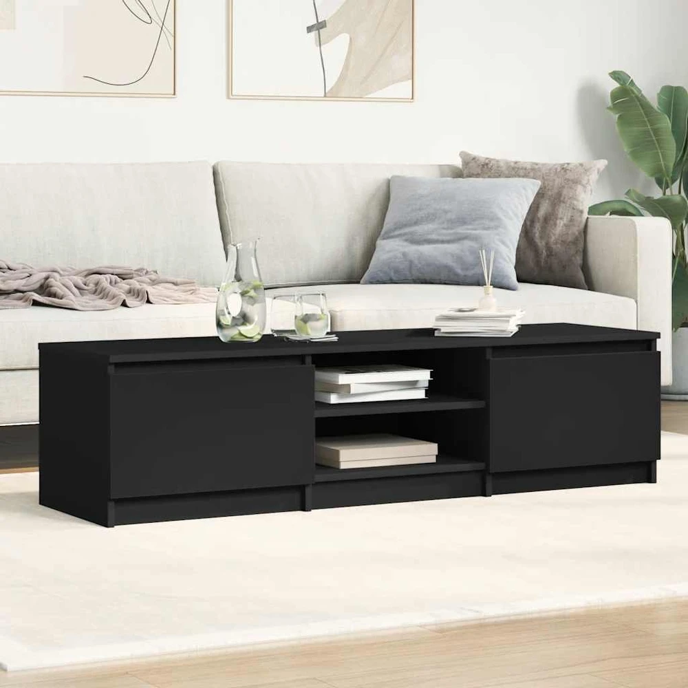 TV staliukas Televizoriaus spintelė, juoda, 140x40x35,5cm, apdirbta mediena