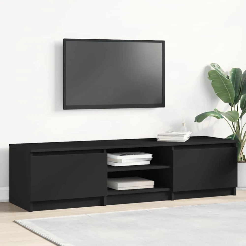 TV staliukas Televizoriaus spintelė, juoda, 140x40x35,5cm, apdirbta mediena