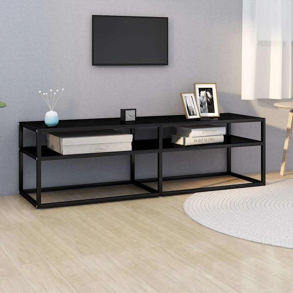 TV staliukas Televizoriaus spintelė, juoda, 140x40x40,5cm, grūdintas stiklas